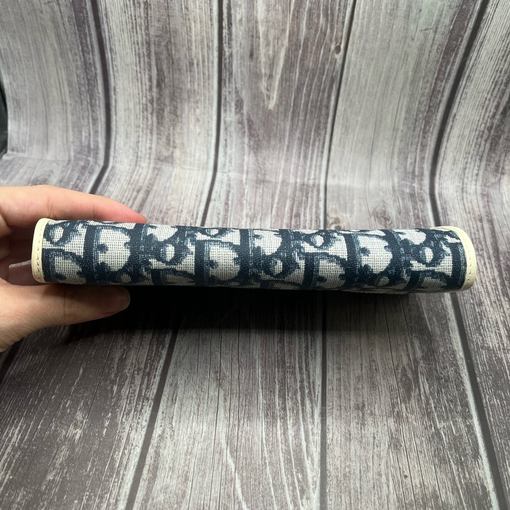 DIOR VTG Y2K Trotter Long Bifold Wallet Navy Blue & White #1 Vintage - Picture 6 of 15